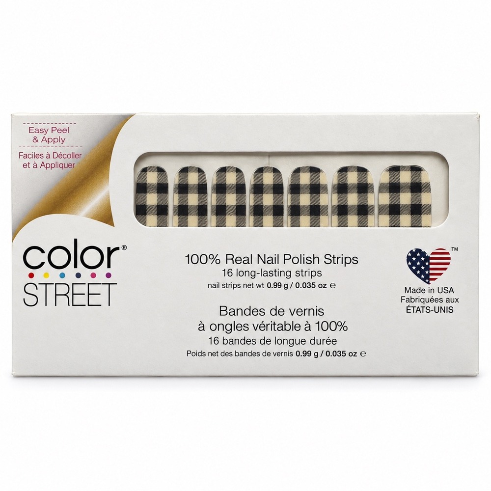 Color Street Plaid About You Black Plaid Nail Polish Strips 16 Count New Sealed